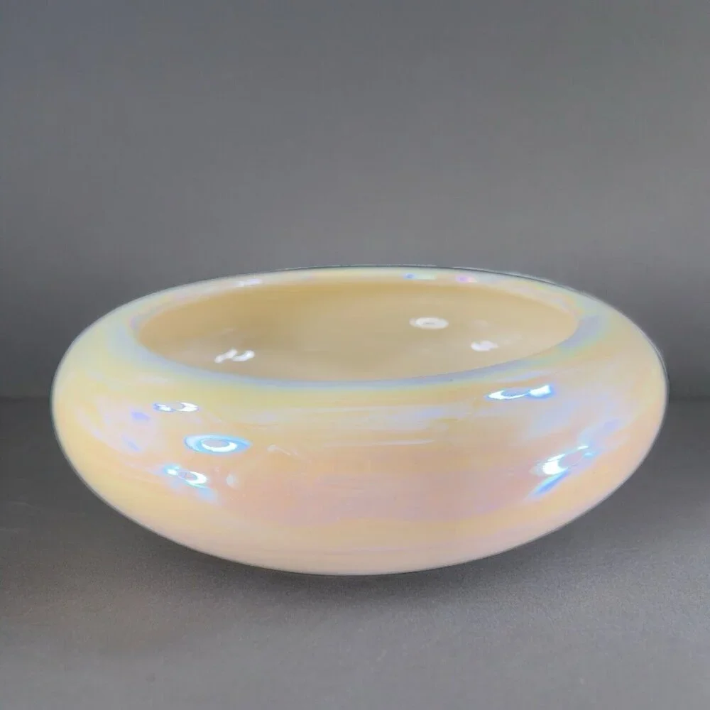 Pier 1 Pottery Planter Bowl Italian Yellow Iridescent Luster Finish Made Italy‎